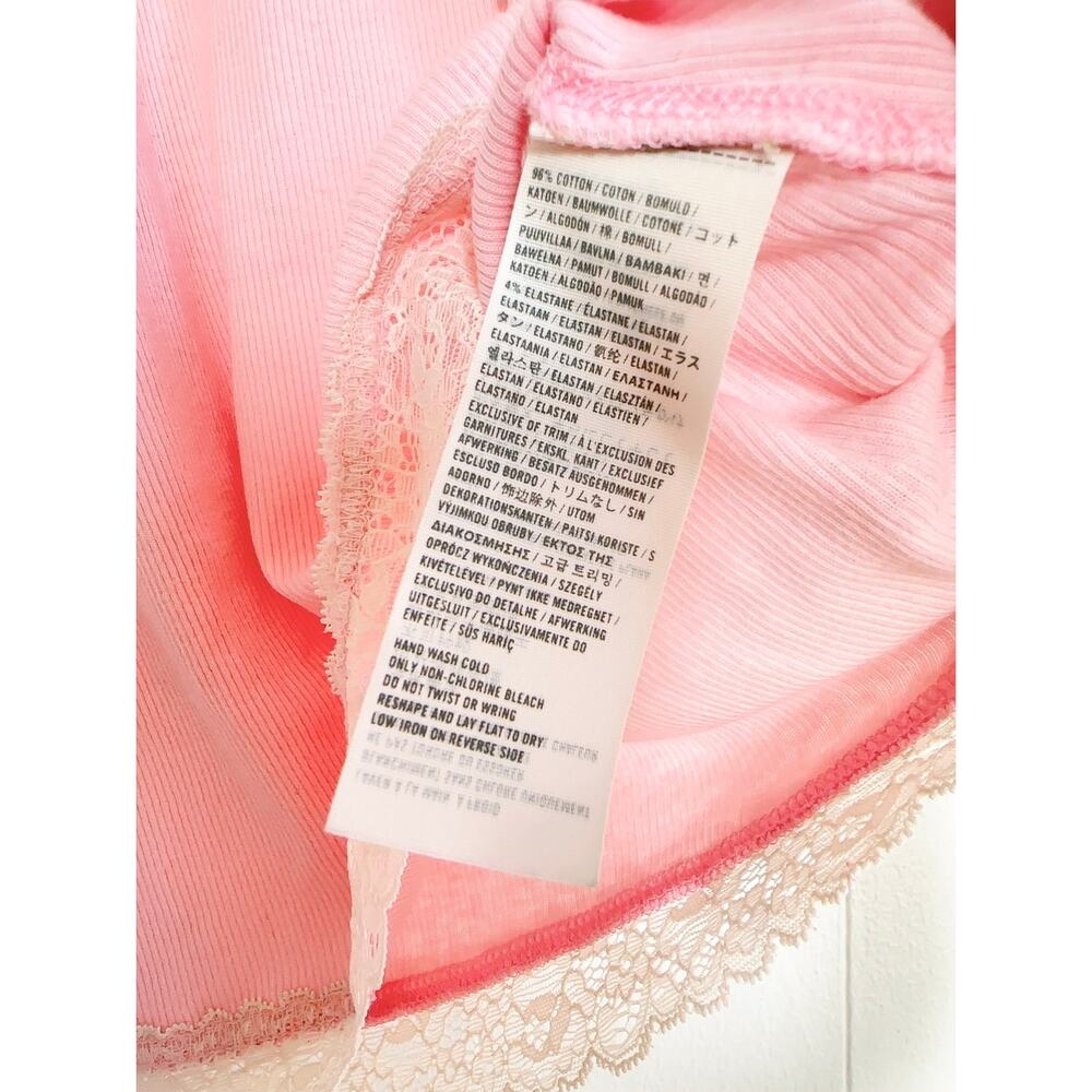 Vintage Y2K Abercrombie & Fitch Pink Ribbed Lace-Trim Henley Tank Dress L EUC - Picture 4 of 8